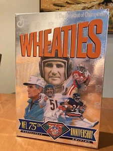 Wheaties NFL 75 Foil Box Sport Years 1920-1991 Butkus Payton Washington Red…MINT - Picture 1 of 4