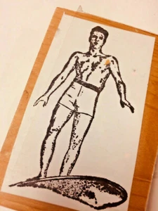 ELVIS PRESLEY ON SURFBOARD Rubber Stamp HAWAII Surfing  OCEAN Vintage Very Rare! - Picture 1 of 5