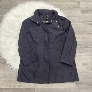 Ellen Tracy Packable Amathyst Trench Rain Coat Size Medium With Hideaway Hood - Bild 1 von 5