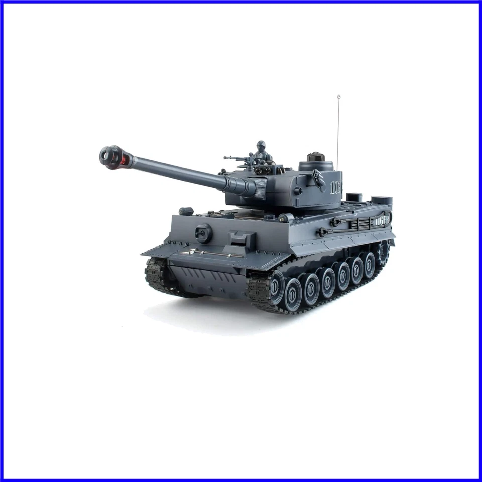 9 Channel USB Rechargeable RC German Tiger Tank with Light & Sound Effects - Image 1 of 4