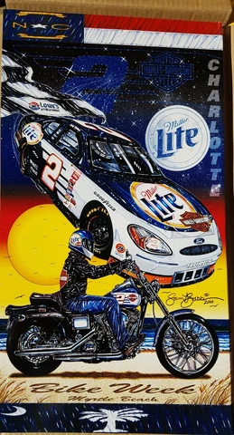 RUSTY WALLACE ORIGINAL SAM BASS POSTER 2001 MYRTLE BEACH BIKE WEEK 13 1/8" X 24" Cover