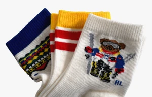 POLO RALPH LAUREN BOYS KIDS 18-24M POLO BEAR & Multi-Pattern 3 PAIR Socks 18-24M - Picture 1 of 10