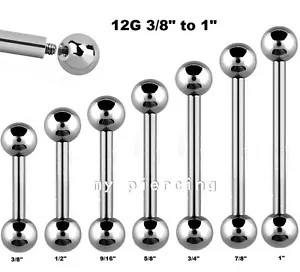 Anello Lingua Acciaio Chirurgico 12G 3/8""-1"" 316L - Foto 1 di 4