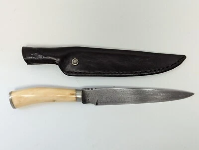 Dwight Gallian Hand Forged Acid Etched 12" Utility Knife with Smooth Bone Handle - Image 1 of 4