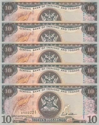 LOT, Trinidad and Tobago 10 Dollars (2006) p48a x 5 PCS sign Williams UNC - Image 1 of 4