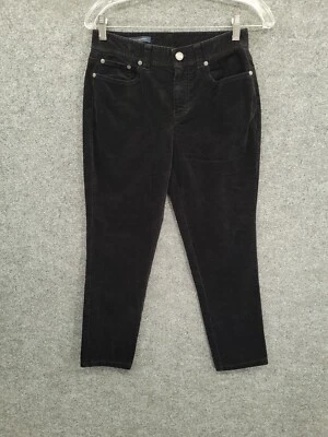 Pantalones de terciopelo Brooks Brothers para mujer 2 bolsillos rectos tiro medio negros Foto 1 de 4