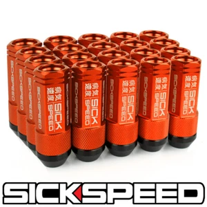 SICKSPEED 20 PC ORANGE ALUMINUM 50MM 2PC LUG NUTS FOR WHEELS RIMS 14X1.5 - Picture 1 of 1
