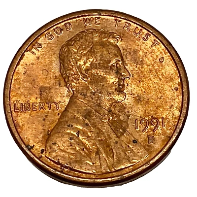 1991-D Penny RD Lincoln Memorial Cent DDOR Rare 1C, US Mint USA Coin Currency - Image 1 of 4
