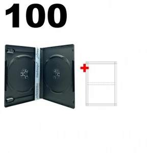 100 PREMIUM STANDARD Black Double DVD Cases (100% New Material) & 100 Inserts - Picture 1 of 5