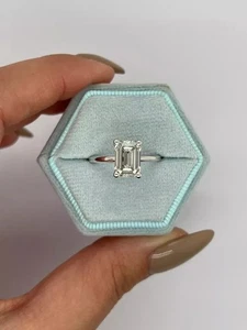 3.50CT Emerald Cut Lab Grown Diamond Solitaire Wedding Ring 950 Platinum - Picture 1 of 5