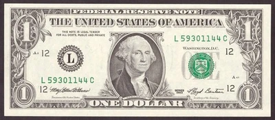 1993 $1 FRN SAN FRANCISCO - "LC" BLOCK - LOW PRINT - SN L 59201144 C - UNC - Image 1 of 2