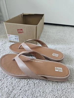 Chanclas FITFLOP Gracie Cuero Beige Talla 9 Nuevas En Caja Foto 1 de 4
