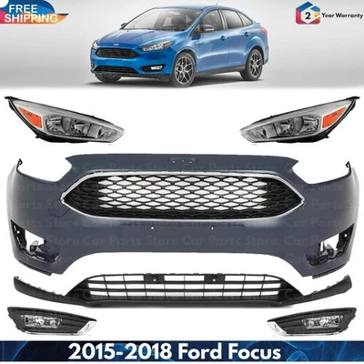 Front Bumper Cover Fascia & Grille Assembly Kit For 2015-2018 Ford Focus - Image 1 of 4