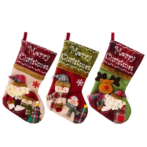 Calze Natalizie Festive Grandi per Bambini Babbo Natale Pupazzo di Neve Alce Dec - Picture 1 of 18