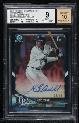 2018 Bowman Draft Chrome Pick Black Refractor /75 Nick Schnell BGS 9 MINT Auto - Image 1 of 2
