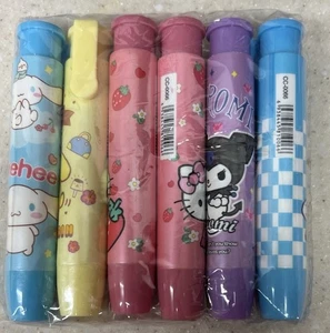 Sanrio Eraser Kawaii My Melody Kuromi Cinnamoroll Press Eraser Lot Of 6 NEW - Picture 1 of 5