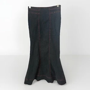 Vintage Y2K Bisou Bisou Denim Low Rise Mermaid Steam Punk Western Maxi Skirt 4 - Bild 1 von 6