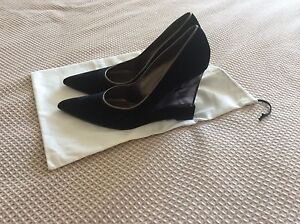 New Women's Casadei High Wedge Shoes Black  Size 8