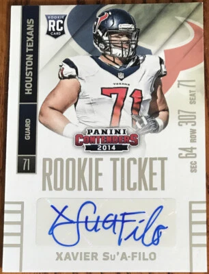 2014 Panini Contenders Rookie Autograph Xavier Su’A-Filo #186A Houston Texans - Image 1 of 2