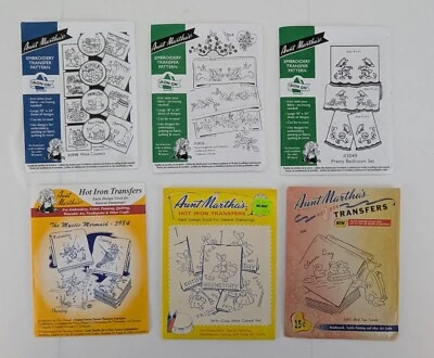 Aunt Martha's Hot Iron Transfers Lot of 6 Patterns Embroidery New Used Complete - Image 1 of 4