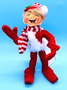 Muñecas Annalee 5" rojo MerryMint elfo a rayas sombrero y bufanda retirado 2014 Navidad - Imagen 1 de 9