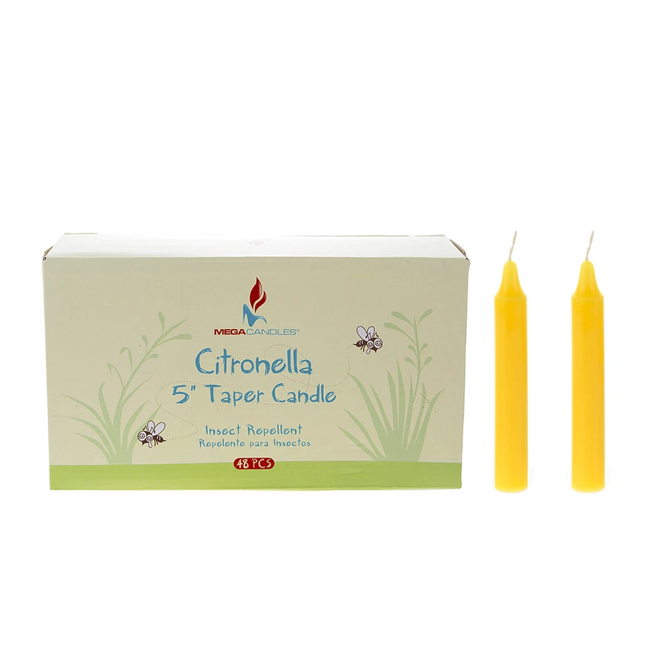 Mega Candles - 5" Citronella Scented Straight Taper Candles - Yellow, Set of 48 - Image 1 of 3