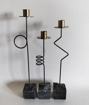 Set of 3 postmodern Kräsen candlesticks by Ehlen Johansson for IKEA, 1987 - Image 1 of 4
