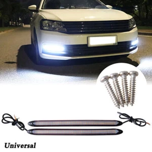 Tira de luz de giro ámbar brillante de funcionamiento diurno DRL blanco LED universal para automóvil de 11" 2X - Imagen 1 de 8