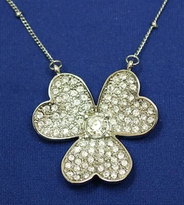 Brighton MFIL NWT Crystal Clover Pendant Silver Necklace - Picture 1 of 2