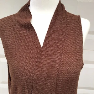 Coldwater Creek Sweater Vest Womens M Brown Textured Sleeveless Open Front Long - Picture 1 of 15