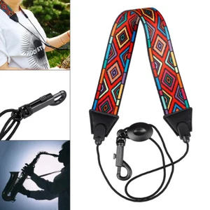 Soft Polyester Saxophone Neck Strap Shoulder Rainbow for Alto Soprano Tenor Sax - Picture 1 of 12