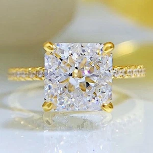 2.00 Ct Princess Cut Lab Created Diamond Engagement Ring 14K Yellow Gold Over - Picture 1 of 5