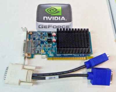 PCI-e 2.0 x16 GeForce 8400GS 1GB DDR3 SFF Video Card PNY DMS-59 Dual VGA cable - Image 1 of 4