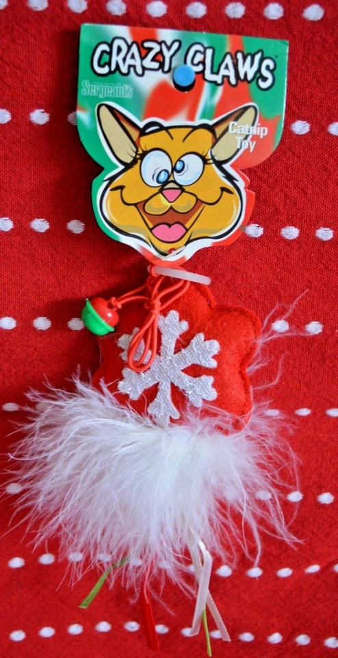 Christmas CRAZY CLAWS Cat TOY Star Red Bell Faux Fur Sergeant's Plush Catnip NEW - Image 1 of 4