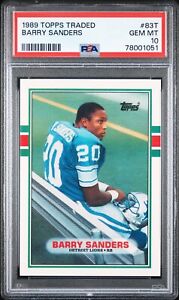 BARRY SANDERS 1989 Topps Traded RC Rookie Card #83T PSA 10 GEM MT MINT QTY