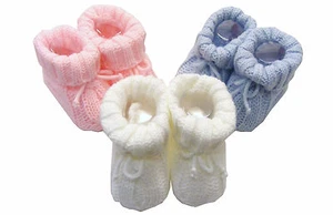 Botines cálidos sin cordones gruesos acanalados de punto talla 0-6 meses rosa, azul blanco - Imagen 1 de 1