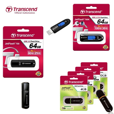 Transcend JetFlash UDisk USB 2.0/USB3.0 4GB-512GB Flash Drive Memory Stick a Lot - Image 1 of 4