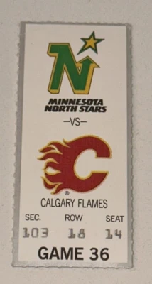 Boleto de hockey North Stars Calgary Flames Colin Chisolm debut en la NHL 14/02/1987 Foto 1 de 2