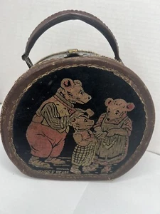 Rare Antique The Three Bears Childs Carrying Case, Doll Case, Luggage Lunch Box - Picture 1 of 10