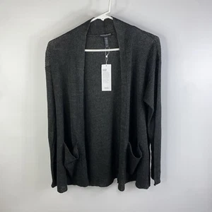 NWT Eileen Fisher 100% Organic Linen High Collar Cardigan Gray Petite Small $248 - Picture 1 of 10