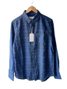 CLOUDVEIL M Black Watch Plaid Blue and Green Long Sleeve Button Front Shirt -New - Picture 1 of 7