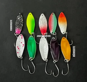 5 x 2,5 g Trout Spoon Set + 5 Snaps Japanblinker Forellenblinker Schlepplöffel - Bild 1 von 10