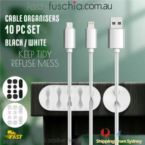 10PCS Multi-Purpose Cable Wire Clips Tidy Cord Lead Organiser USB Charger Holder - Picture 1 of 14