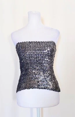 Harry Acton para Fiesta Coleccionables Talla Mediana Tubo Top Lentejuelas Plateadas De Colección Foto 1 de 4