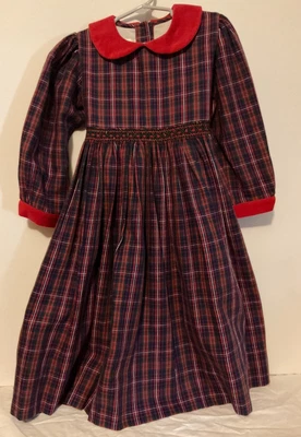 Strasburg 5T plaid Christmas dress, velvet trim - Image 1 of 4