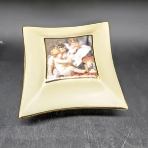 Vintage T. Limoges Collection Hand Painted Square Trinket Box Baby Cherub 3.5" - Picture 1 of 9
