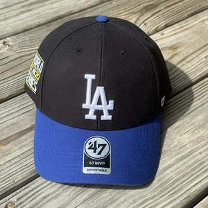 '47 Los Angeles Dodgers MVP Black/Royal Blue Logo Adjustable Strap Hat Cap - Picture 1 of 8
