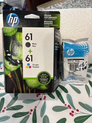 HP 61 Ink Cartridge Combo Pack Black and Tri Color  EXP 7/2021 Sealed + 61XL new - Image 1 of 4