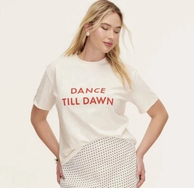 Kate Spade For Target Dance Till Dawn Cream Graphic T-shirt Size M Foto 1 de 4