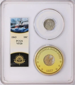 S.S. Mittelamerika Schiffswrack 1843 Groschen ss-20 mit Prise Gold PCGS - Bild 1 von 2